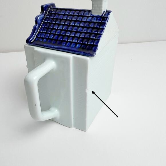 Vintage 80s Royal Delft Blauw Canal House Teapot Handpainted Blue & White - Picture 7 of 11